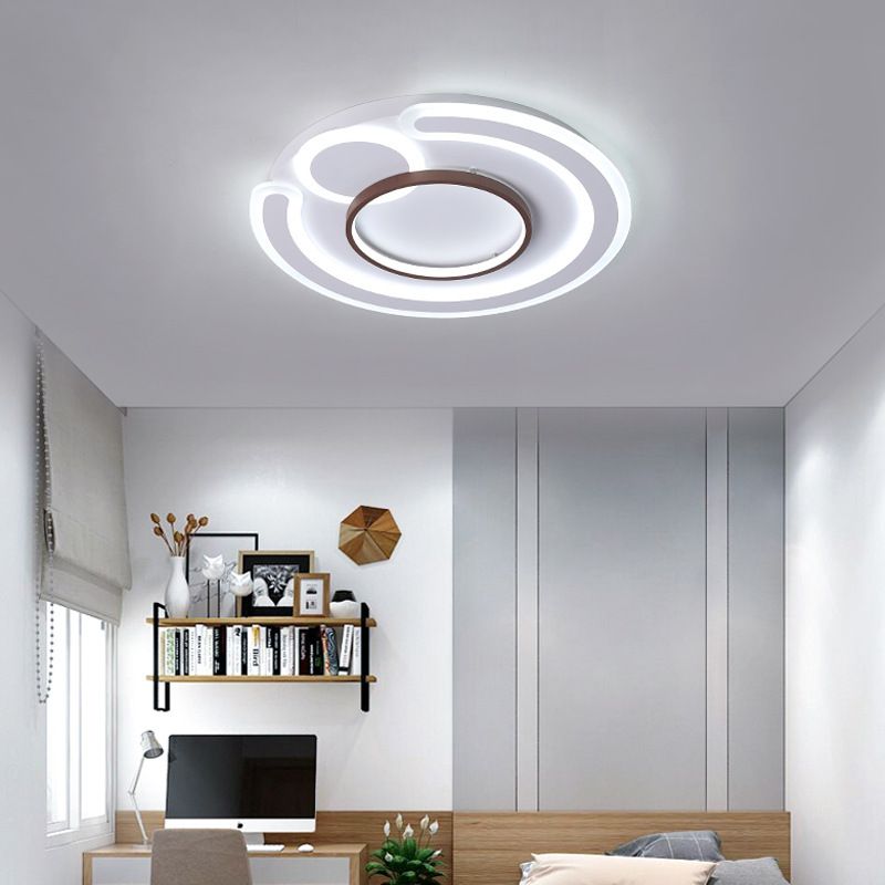 16.5"/20.5"/24.5" Wide Metal Round Ceiling Flush Mount Nordic Style White Flush Lamp in Warm/White