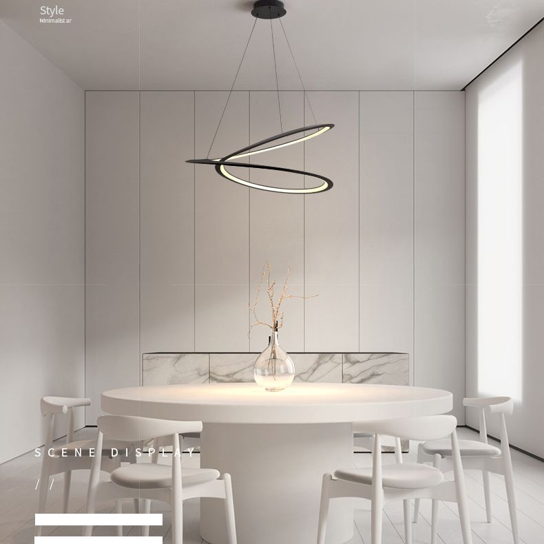 Ultra-modern Twisting Hanging Chandelier Metallic Hanging Lamp with Hanging Cord for Restaurant