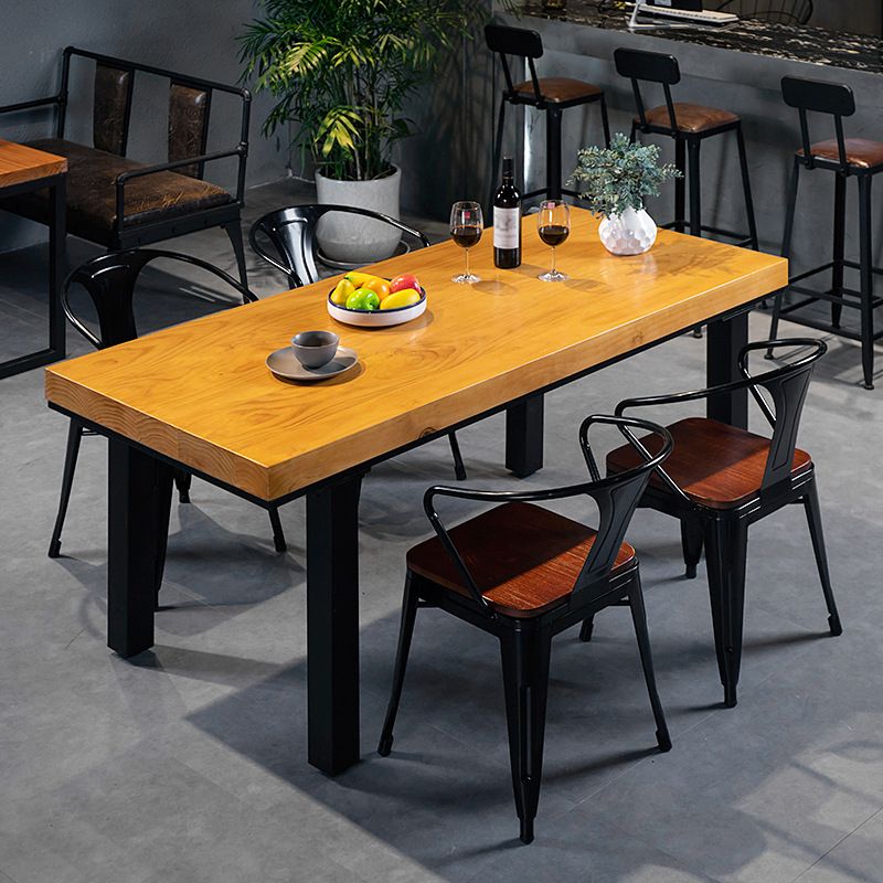 Industrial Pine Wood Table Rectangle 4 Legs Base Dining Table for Kitchen
