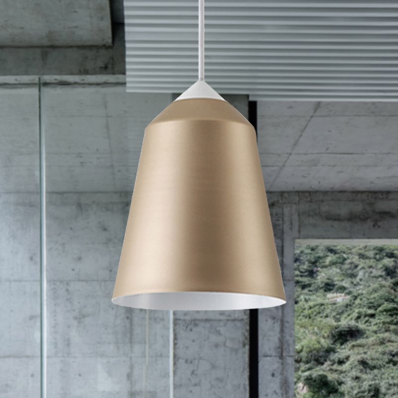 Iluminación colgante de campana metal minimalista 1 luz blanca/azul/dorada de techo colgante