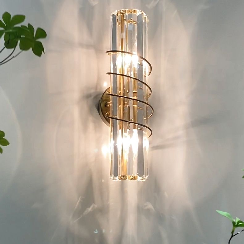 Postmodern Style Crystal Wall Sconce Light Living Room Hallway Wall Lamp in Gold