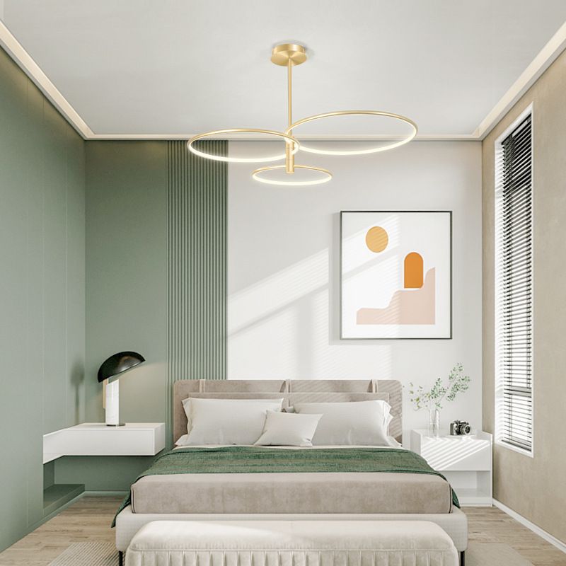 Round Chandelier Light Fixtures Modern Multi-Tier Gold Suspension Pendant Lamps