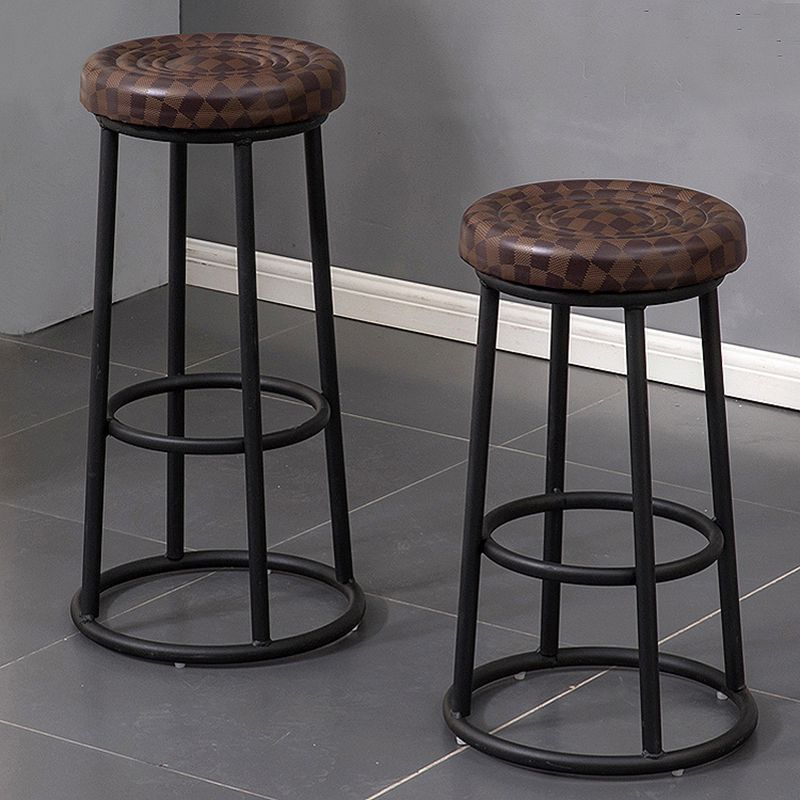 Modern Round Bar Stool Footrest Backless Counter and Bar Stool with Iron Legs