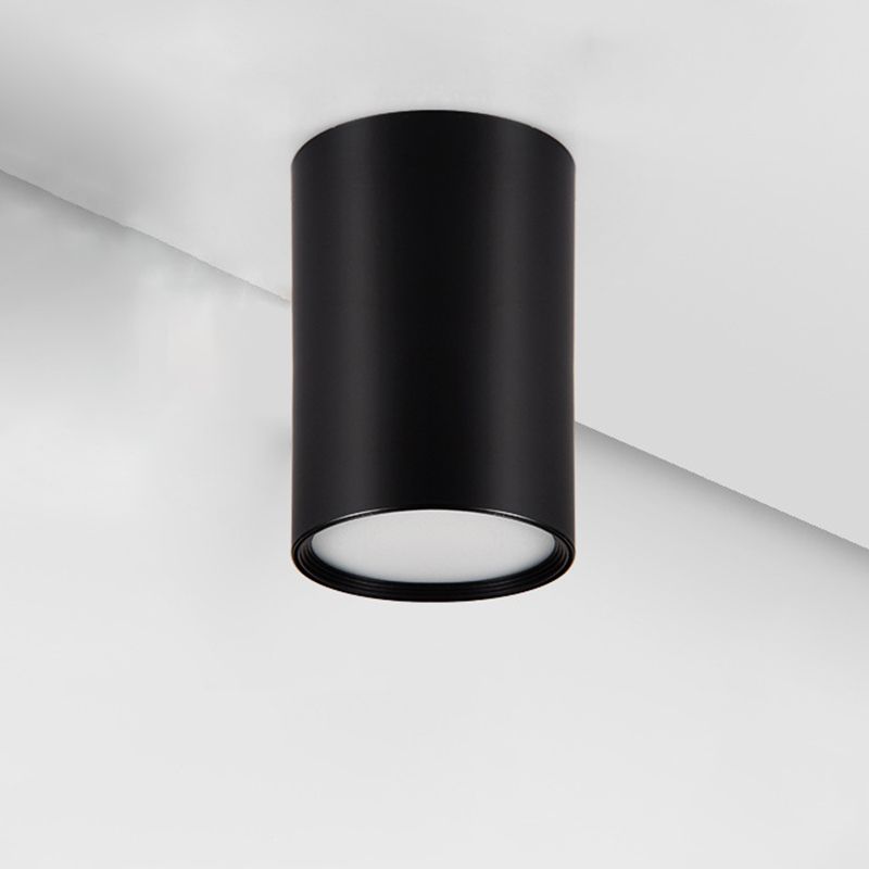 Zwarte 1-lichts plafondinbouwlamp Moderne stijl cilinder aluminium inbouwlamp