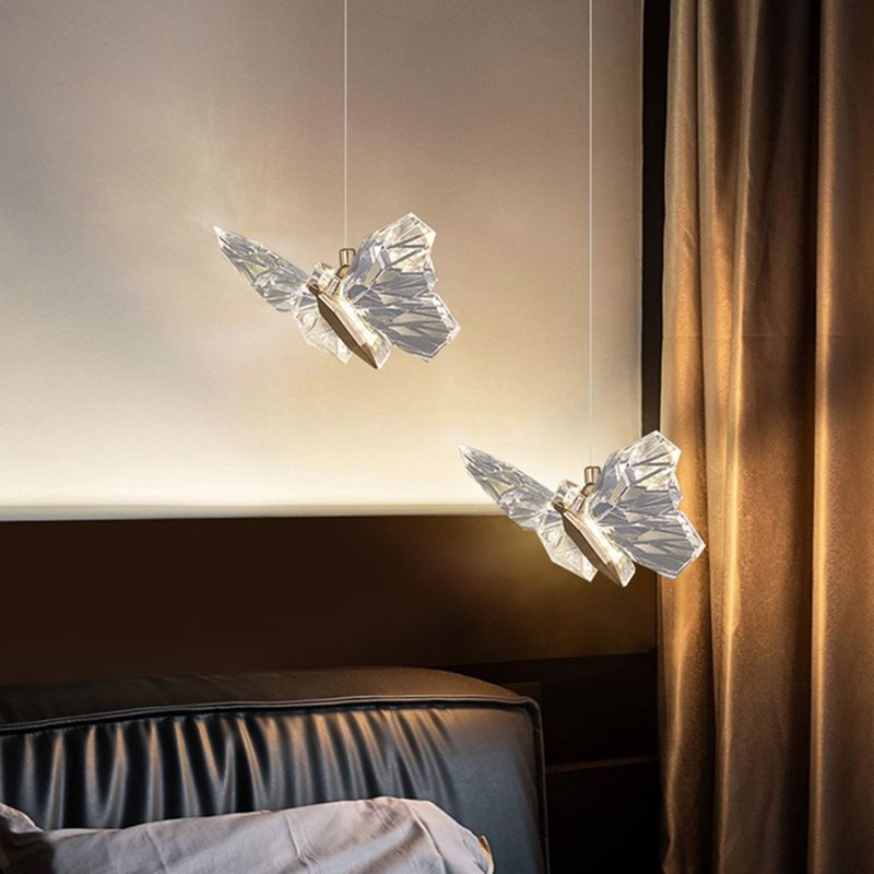 Acrylic Butterfly LED Pendant Light in Modern Creative Style Wrought Iron Hanging Light for Dining Room