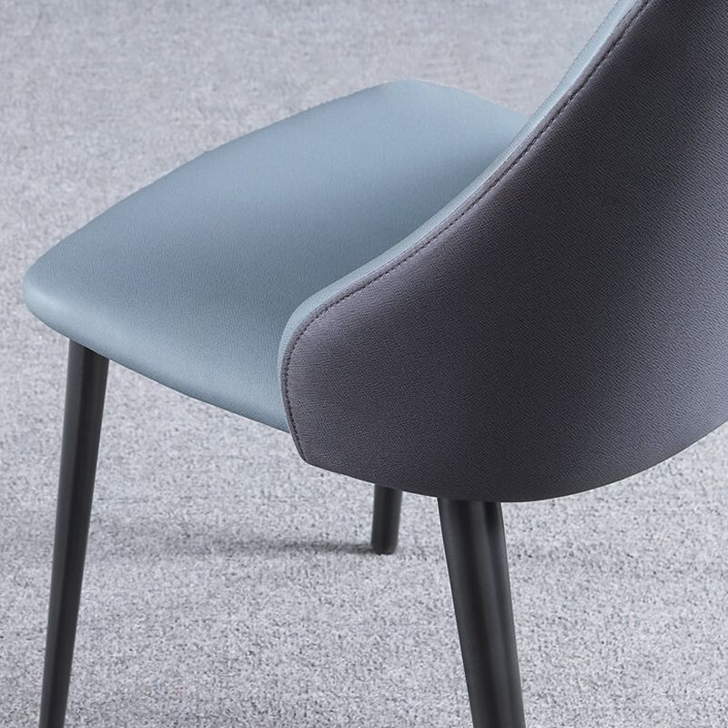 Industrial Style Faux Leather Chairs Armless Side Chairs with Metal Legs for Home Use