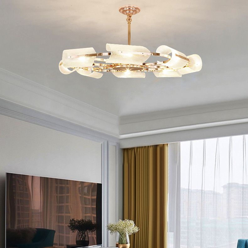 Postmodern Metal Acrylic Chandelier Lighting Fixtures Gold Hanging Chandelier