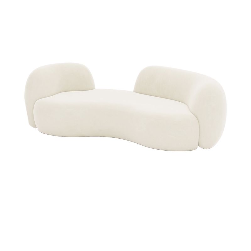 Contemporary White Microfiber 29.52" H Curved Tuxedo Arm Sofa