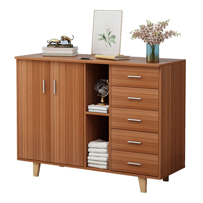 Rectangle Wood Accent Cabinet with 5 Drawers and Straight Legs Side Cabinet