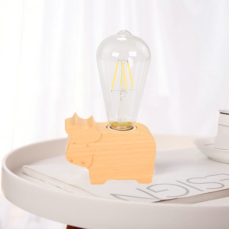 Modern Single Bulb Reading Lamp with Glass Shade Beige Sheep/Elephant/Cow Small Desk Lamp for Bedroom