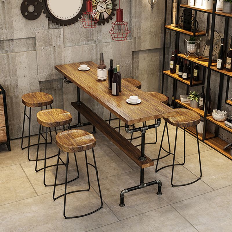 Solid Wood 1/2/4/7 Pieces Counter Height Set Rectangle Industrial Trestle Bar Table Set
