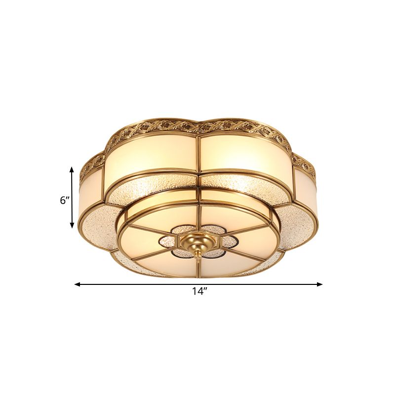 Messing Blume Flush Mount Tradition 3/4/6 Bulben Opal Glas Deckenleuchte für Schlafzimmer, 14 "/18" /23.5 " Breite