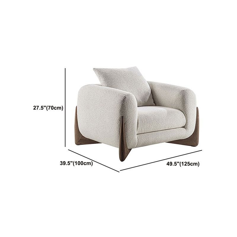 White Tuxedo Arm Sofa Modern 27.16" High Sofa with Wood Accents