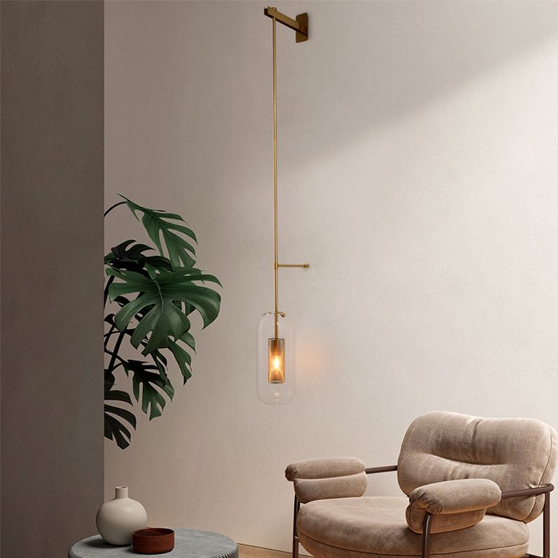 Moderne Metallwand -Schiebzylinderform 1 Lichtwandlicht mit Glas für Schlafzimmer