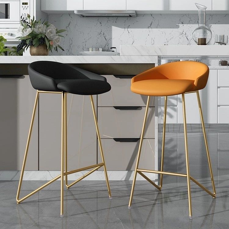 Faux Leather Armless Counter Stool Industrial Low Back Bar Stool