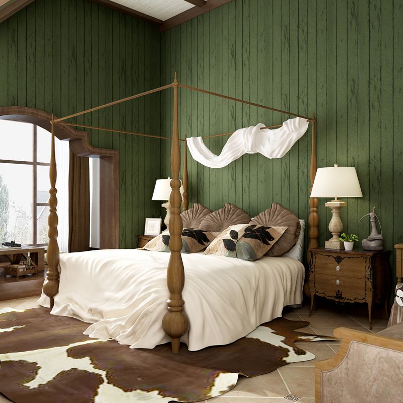 Green Shiplap Wallpaper Roll Construction Country Washable Wall Decor for Living Room