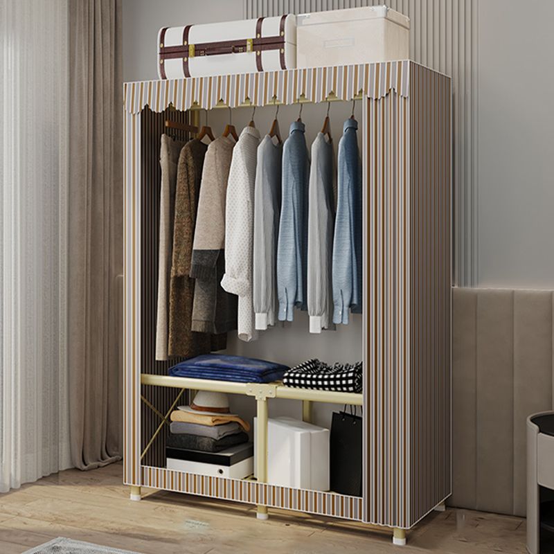 Contemporary Style Wardrobe Armoire Steel Frame Wardrobe for Bedroom