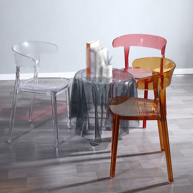 Silla de comedor de plástico de estilo nórdico, silla lateral de comedor con respaldo abierto para uso en restaurantes