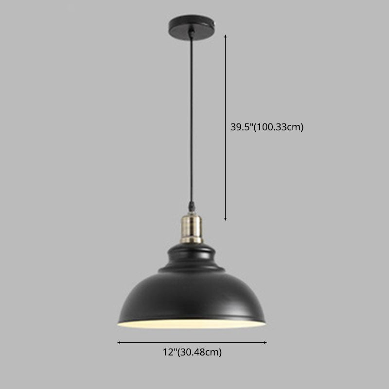 1-Light Hanging Pendant Lights Industrial Dome-Shaped Metal Commercial Pendant Lighting in Black