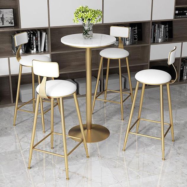 Glam Faux Marble Bar Table 41.3"H Pedestal Bar Height Cocktail Table with Metal Base