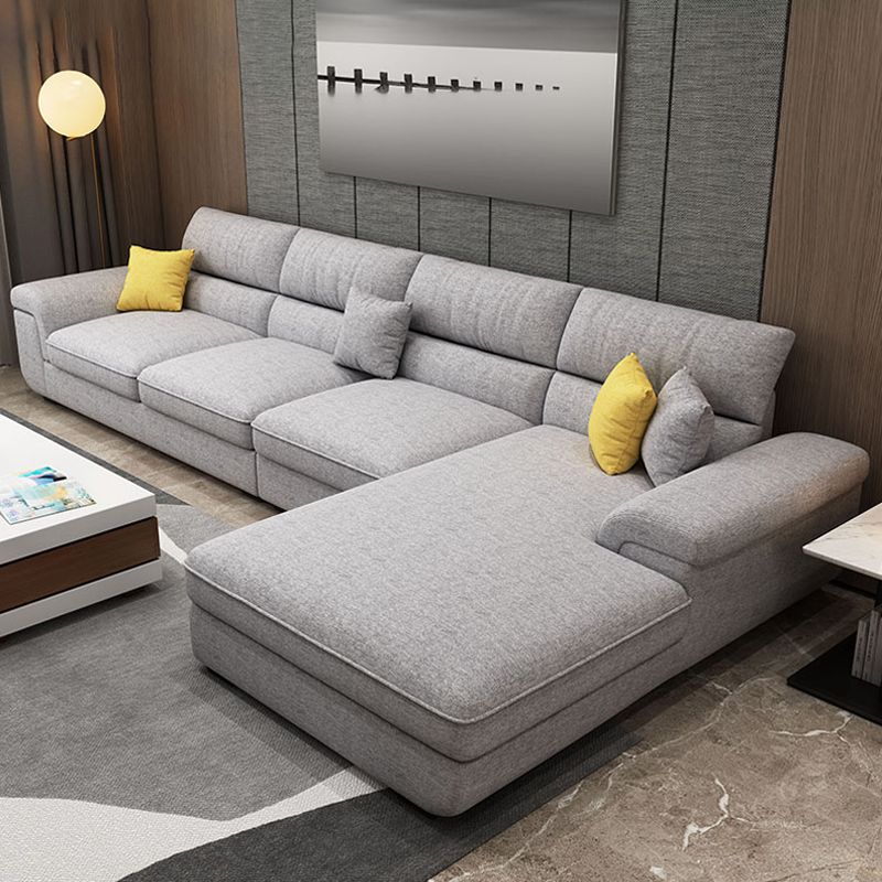 L-Shape Pillowed Back Cushions Sectional Faux Leather/Cottom Blend Sofa and Chaise