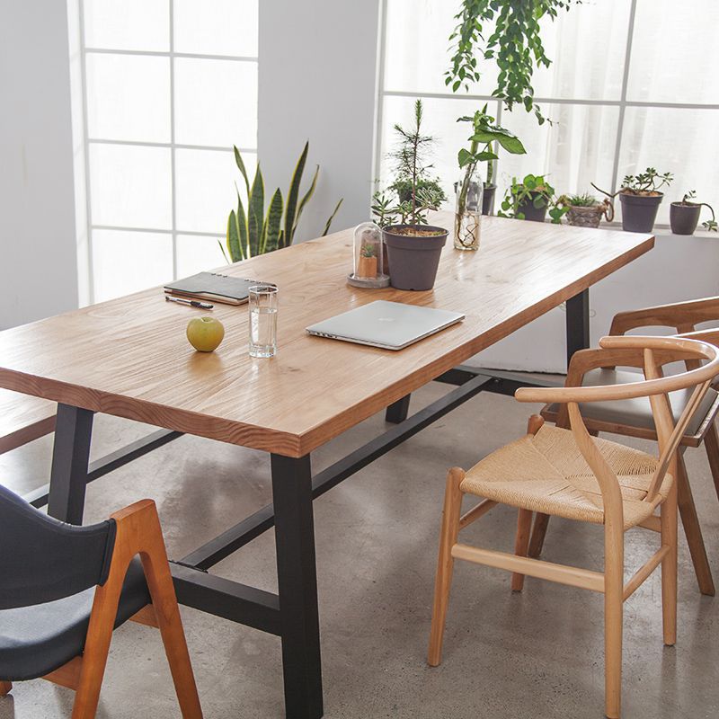 Rectangle Trestle Dining Table Modern Wood Table for Milk Tea Shop