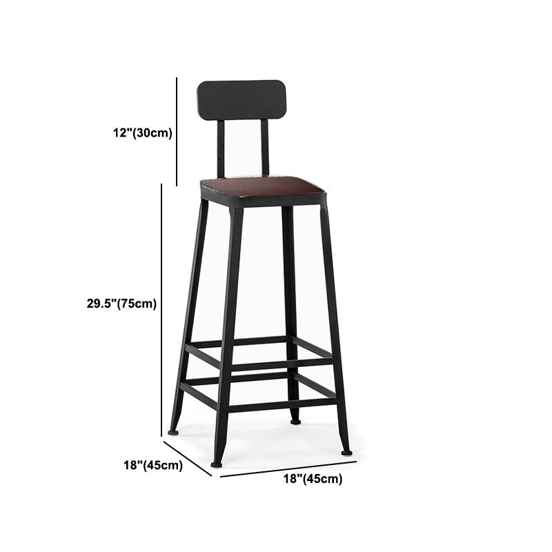 Industrial Black Counter Chair Squared Metal Footrest Counter-height Stool