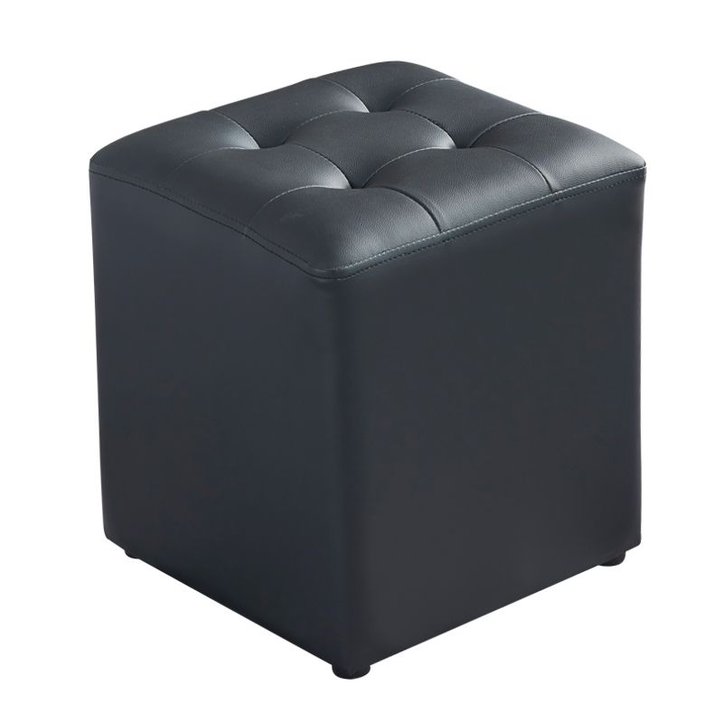 Contemporary Tufted Ottoman Water Resistant Leather Foot Stool Square Ottoman