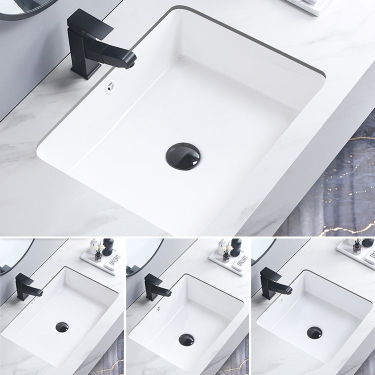 Modern Bathroom Sink Pop-Up Drain Porcelain Rectangular Vessel Bathroom Sink
