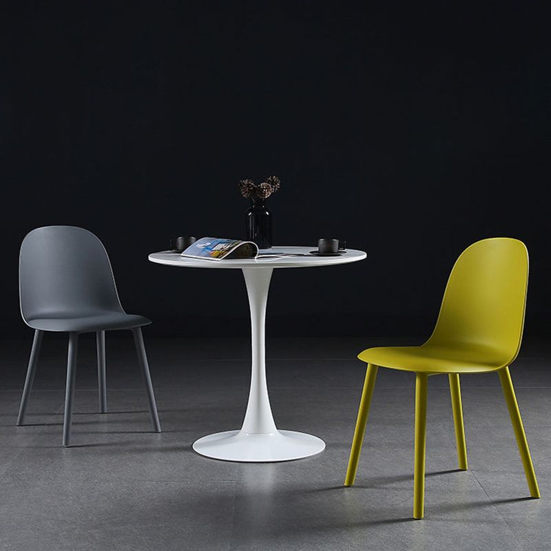 16'' Wide Dining Side Chairs Modern Plastic Indoor-Outdoor Solid Back Chair