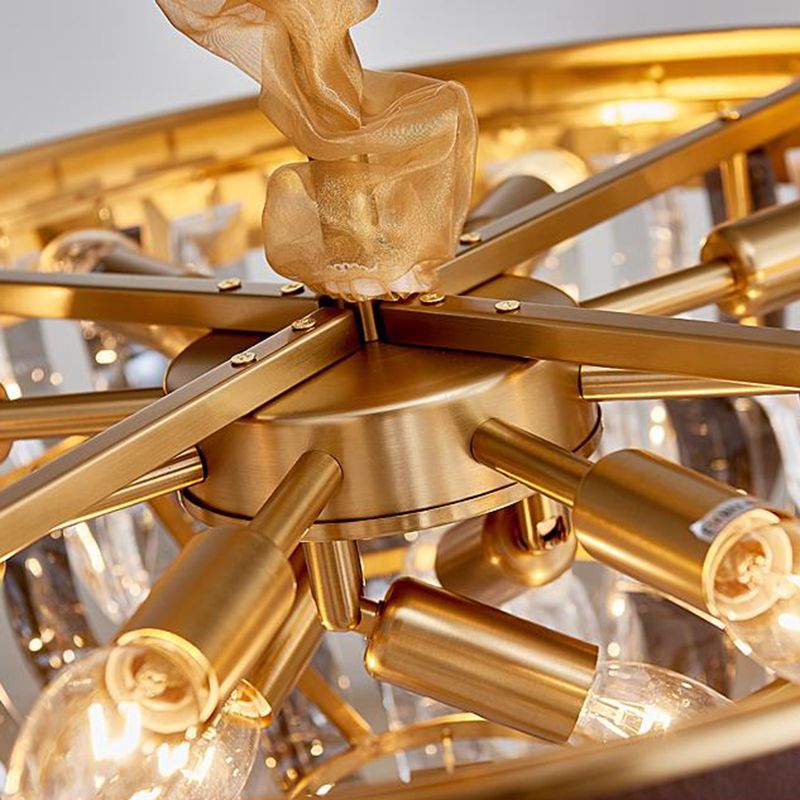 Cone Contoured Crystal Pendant Chandelier Contemporary 11 Heads Brown Suspension Light