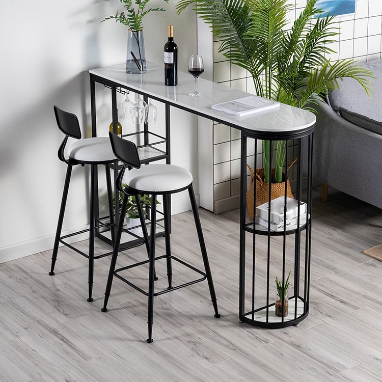 Marble Top Cocktail Bar Table Nordic 42-inch Height Storage Table for Living Room