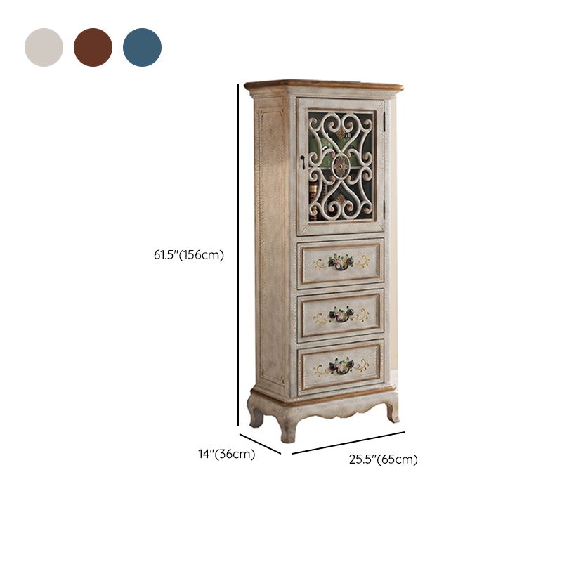 Industrial Cabriole Legs Accent Cabinet Solid Wood Storage Cabinet with Drawer
