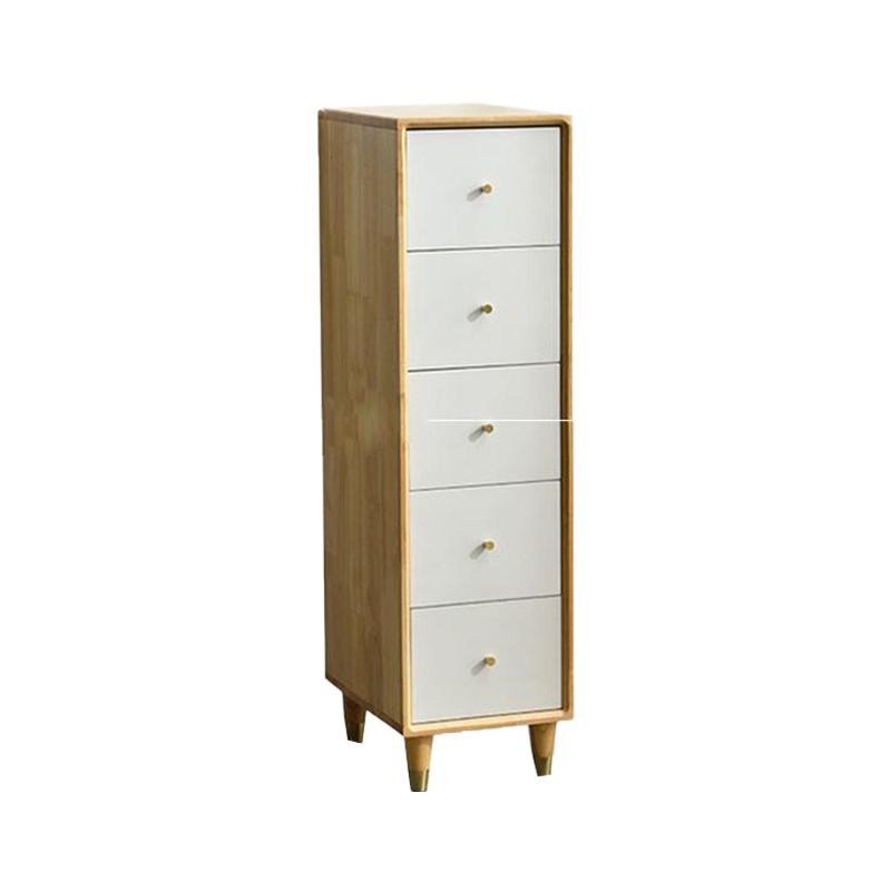 Modern Wooden Accent Chest 15.74" Wide Rubberwood Chest with 5 Drawers
