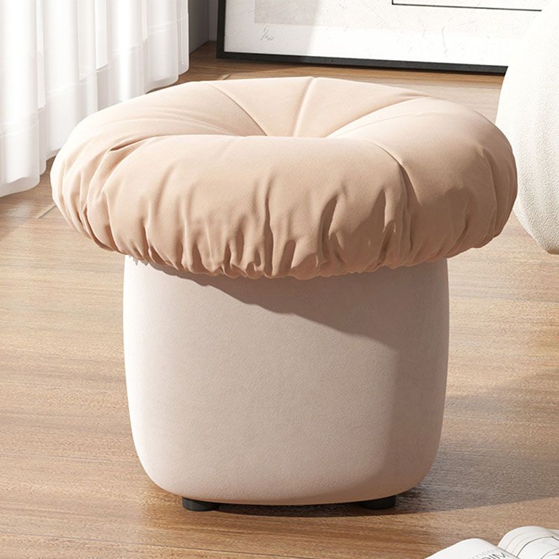 Contemporary Pouf Ottoman Cotton Upholstered Tufted Mushroom Shape Ottoman