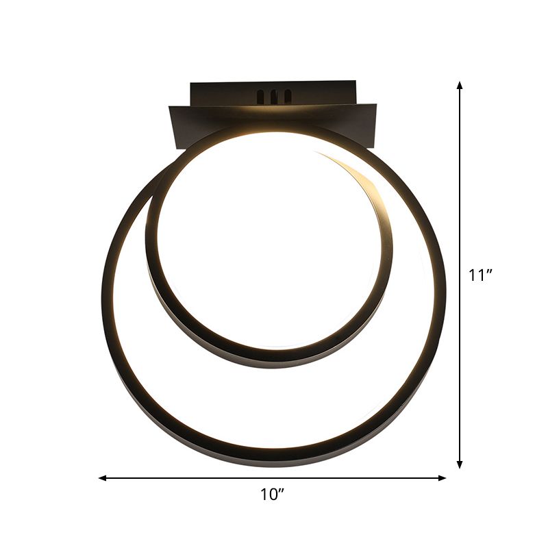 Black Ripple Flush Light Modern Acrylic LED Close to Ceiling Lighting in Warm/White Light for Corridor