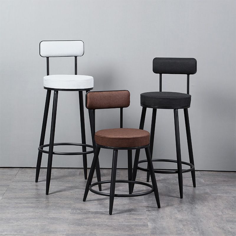 Industrial Metal Barstool Faux Leather Cushion Low Back Counter Stool with Legs for Home