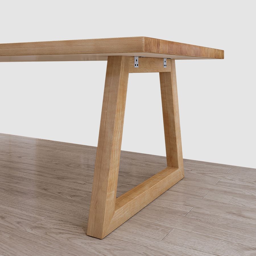 Dennen vaste houten rechthoek tafel moderne eettafel in de natuur met dubbel voetstuk