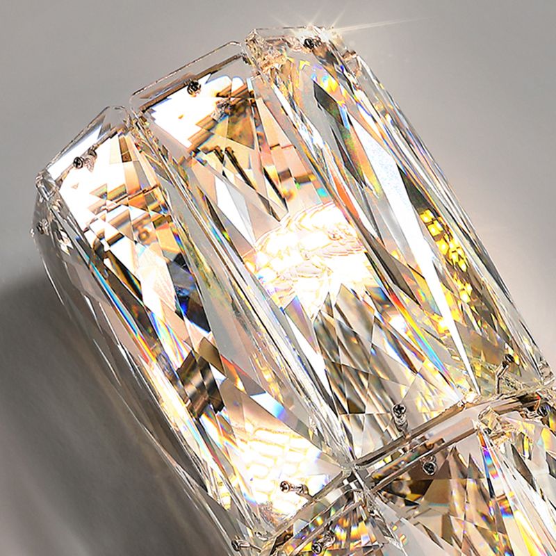 Light Luxury Metal Wall Light Rectangle Shape Wall Lamp with Crystal Shade for Bedroom