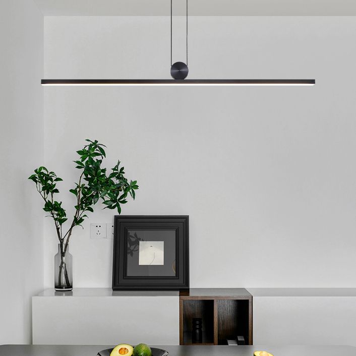 Black Island Hanging Light LED Island Light with Acrylic Shade for Dining Room