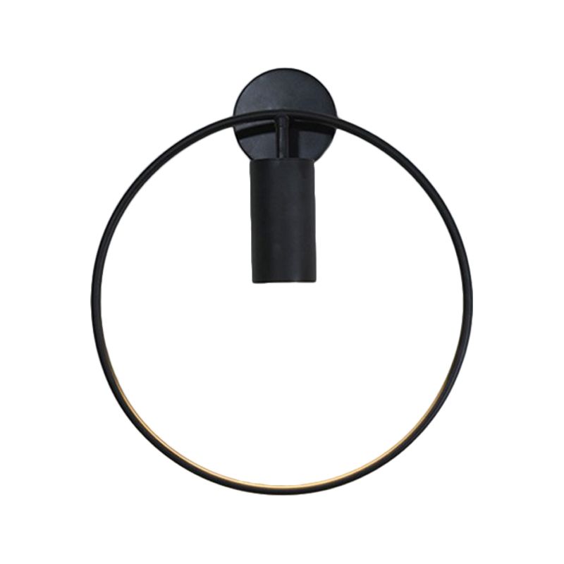 Metal Circular Sconce Light Minimalist 1 Head Black Wall Mounted Lamp for Living Room