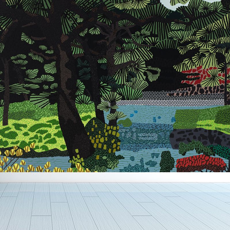 Whole Trees Mural Wallpaper Moisture Resistant Contemporary Living Room Wall Covering