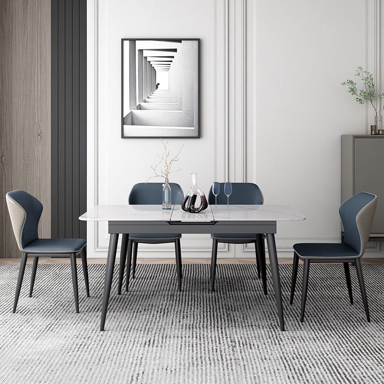 Silla lateral contemporánea con respaldo de orejas Silla sin brazos curvada de cuero con acabado mate
