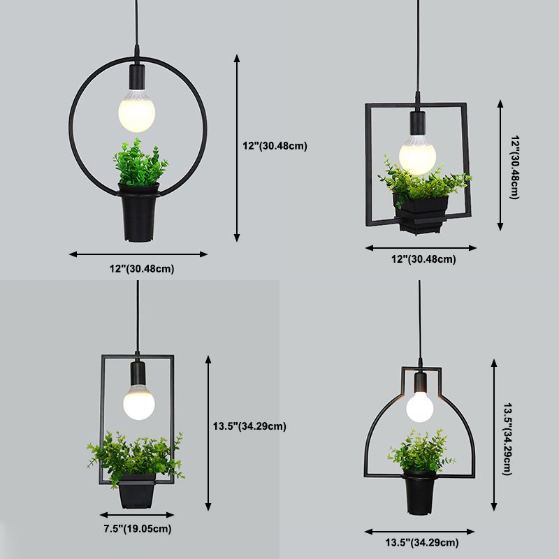 Luces de techo colgantes de planta verde industrial lámpara colgante de luz única creativa para cafetería