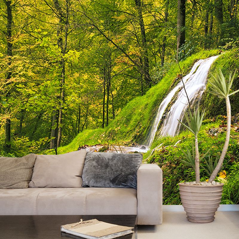 Simple Green Forest Mural Custom-Printed Minimalist Wall Art for Office Room