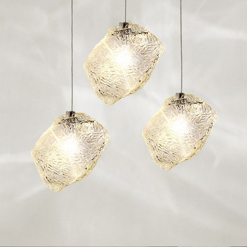 Ice Hanging Ceiling Light Minimalist Clear Glass 1 Light Dinging Room Pendant Lamp