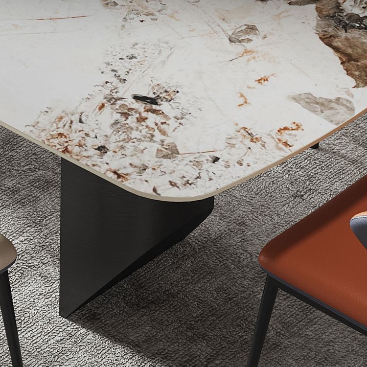 Metal Modern Rectangle Dining Table Sintered Stone Table for Dining Room and Kitchen