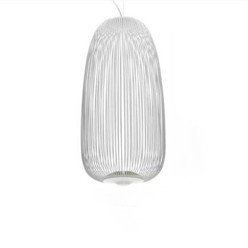 Oval Forged Iron Cage Pendant Lighting Modern Minimalist LED Hanging Lamp for Living Room