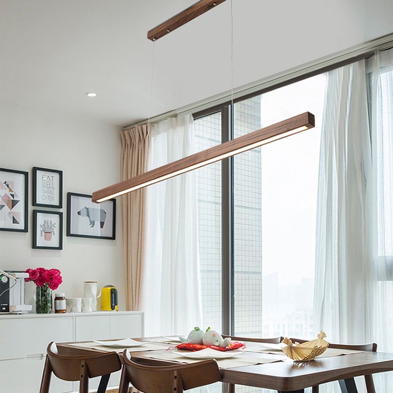 Wood Hanging Pendant Lights Modern Linear Hanging Lamps for Dining Room