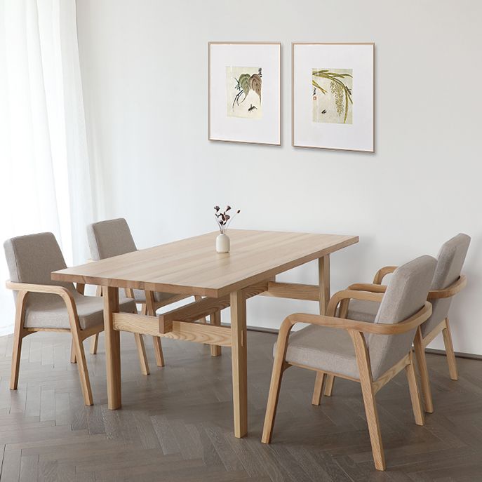Silla de madera de fresno de estilo tradicional, silla de comedor individual con brazo trasero sólido de cocina
